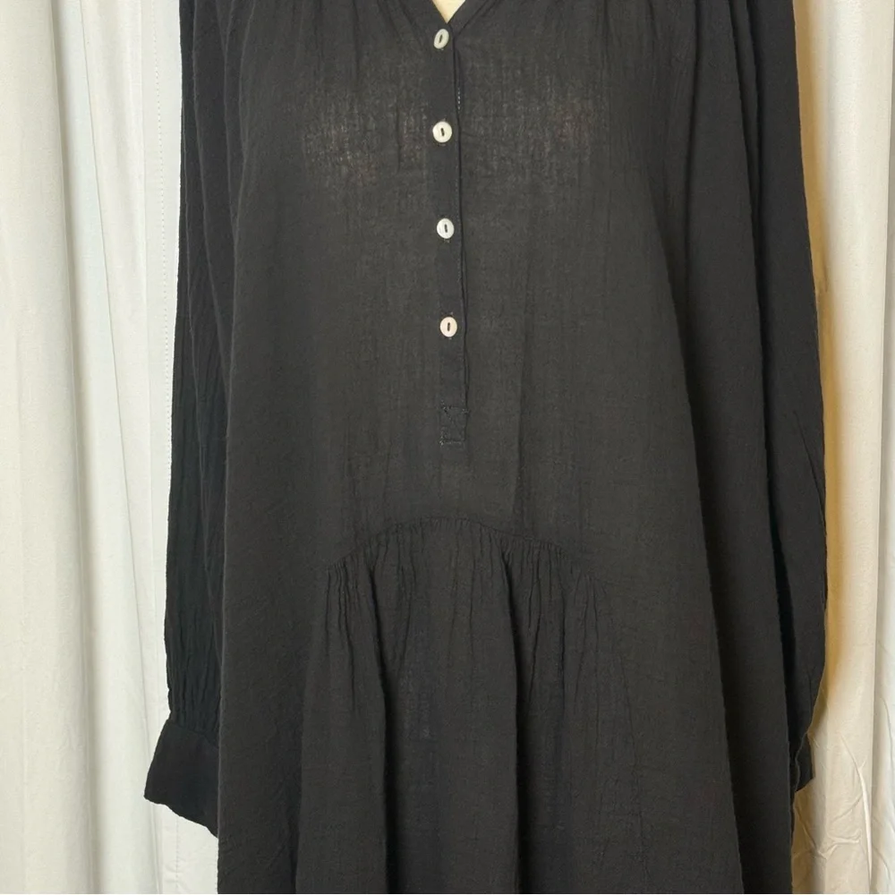 Honorine Paola Dress Cotton Gauze Coverup Black Oversized Womens Small - Picture 5 of 10